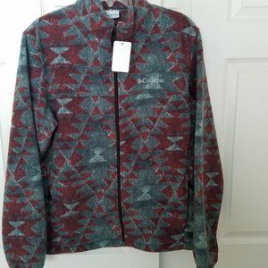 Columbia Patterned Mens M Fleece full zip EUC